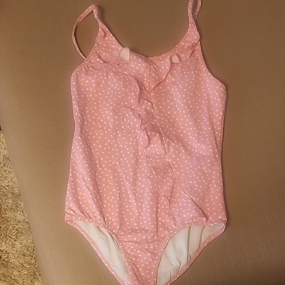 Pink Polka Dot Kids One Piece Swimsuit